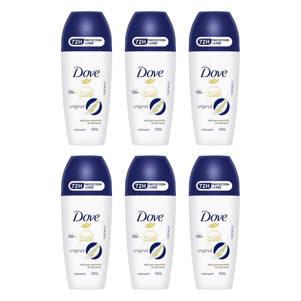 Dove Advanced Care Antiperspirant 72HR Protection Original Roll-On Pack of 6