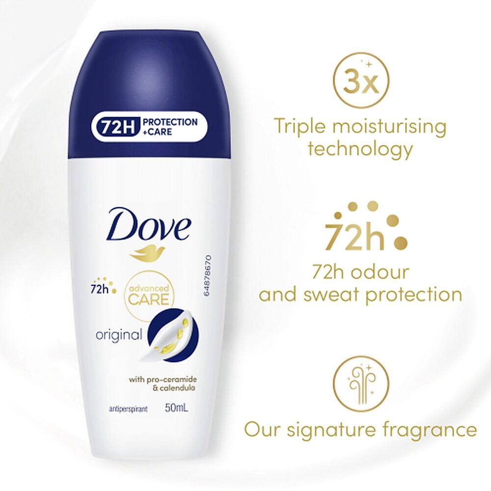 Dove Advanced Care Antiperspirant 72HR Protection Original Roll-On 50mL