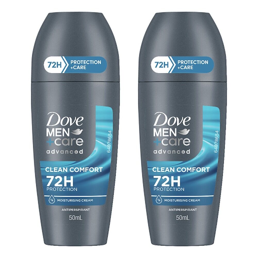 Dove Men Deodorant Advanced 72HR Roll-On Clean Comfort 50mL Pack of 2