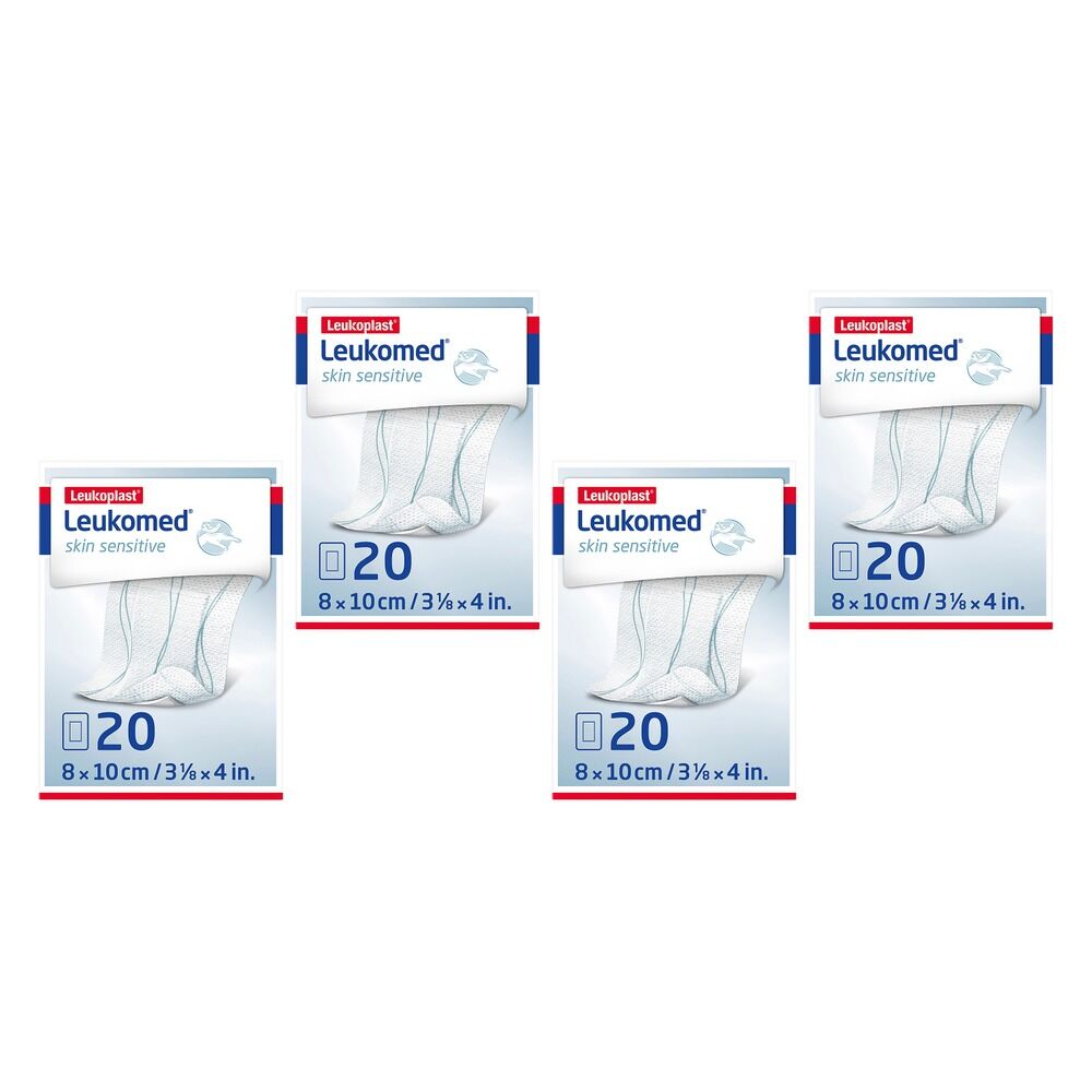 Leuko Leukomed Skin Sensitive Sterile Wound Dressing 8cm x 10cm 20 Bundle of 4