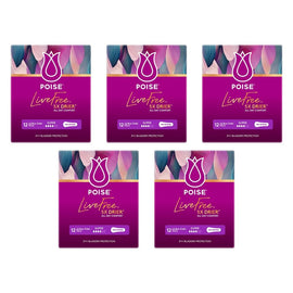 Poise LiveFree No Wings Super Ultra-Thin Pads 12 Pack x 4 Bundle of 5