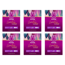 Poise LiveFree No Wings Super Ultra-Thin Pads 12 Pack x 4 Bundle of 6