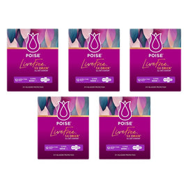 Poise LiveFree With Wings Super Ultra-Thin Pads 12 Pack x 4 Bundle of 5