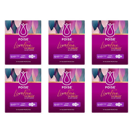 Poise LiveFree With Wings Super Ultra-Thin Pads 12 Pack x 4 Bundle of 6