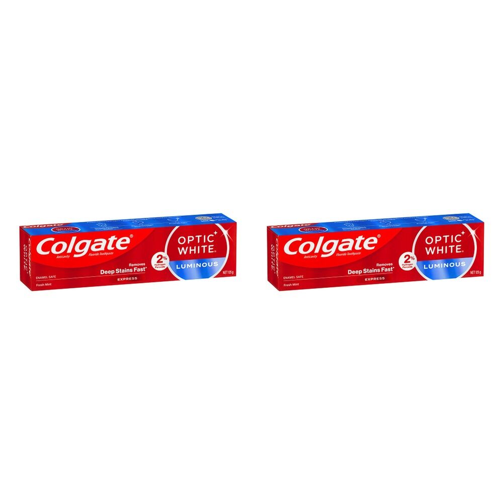 Colgate Optic White Luminous Express Fresh Mint Toothpaste 125g Pack of 2
