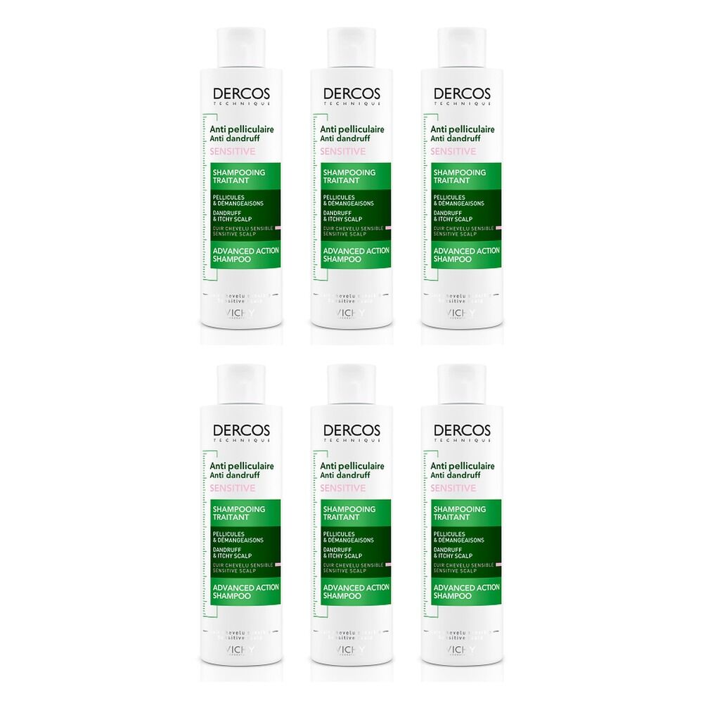Dercos Anti-Dandruff Shampoo for Sensitive Scalp 200mL Pack of 6