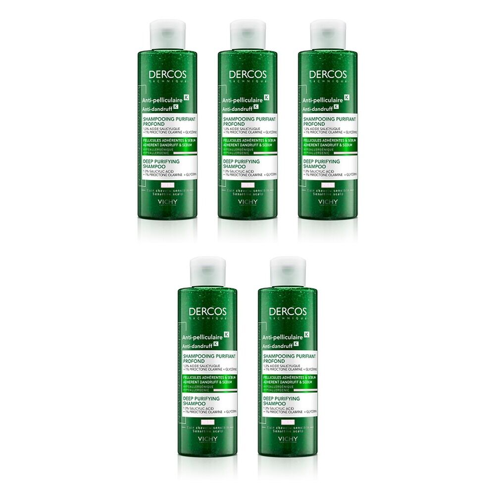 Dercos Anti-Dandruff K Deep Purifying Shampoo 200mL Pack of 5