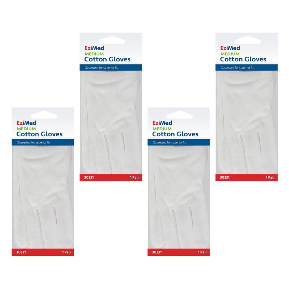 EziMed Cotton Gloves Medium Pack of 4