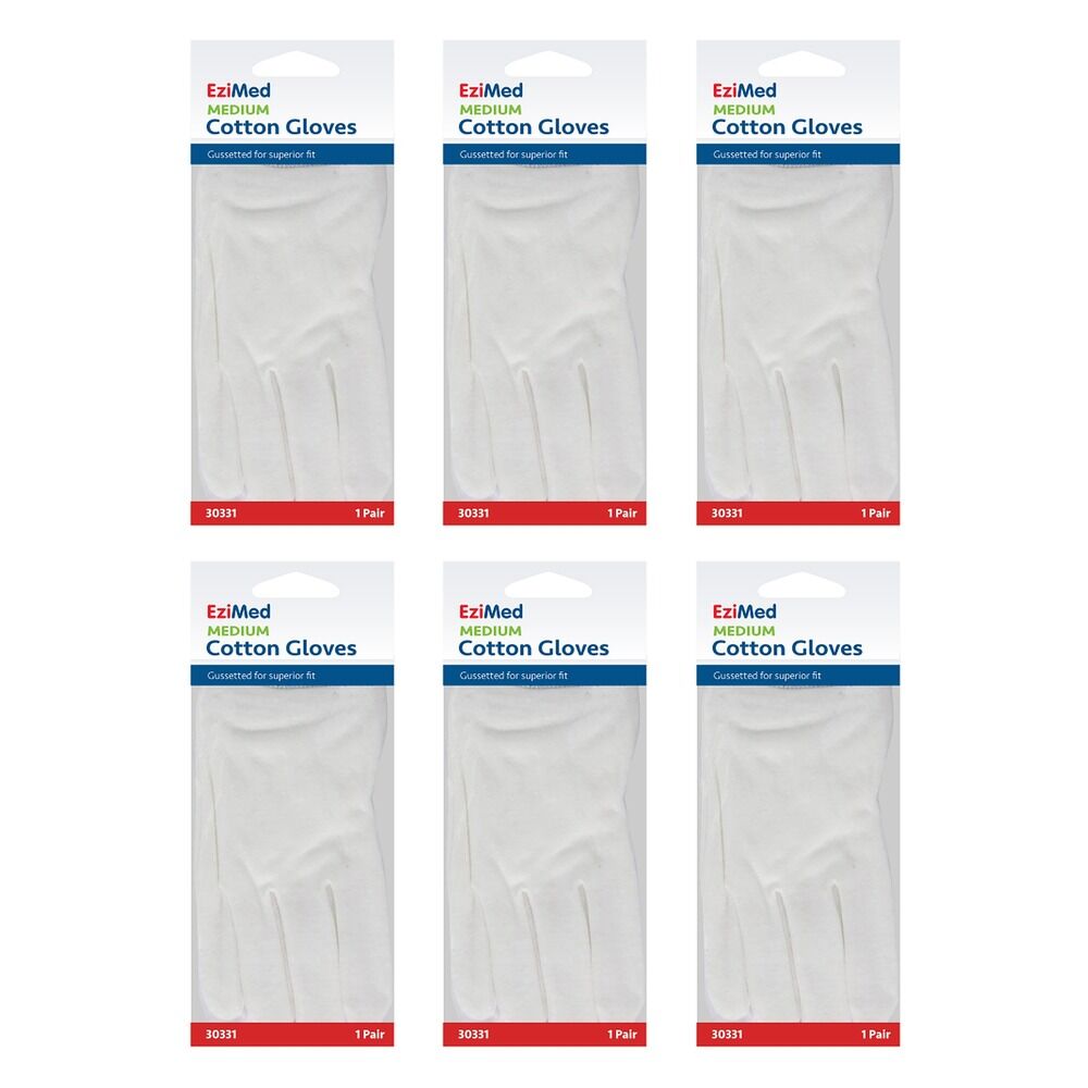 EziMed Cotton Gloves Medium Pack of 6