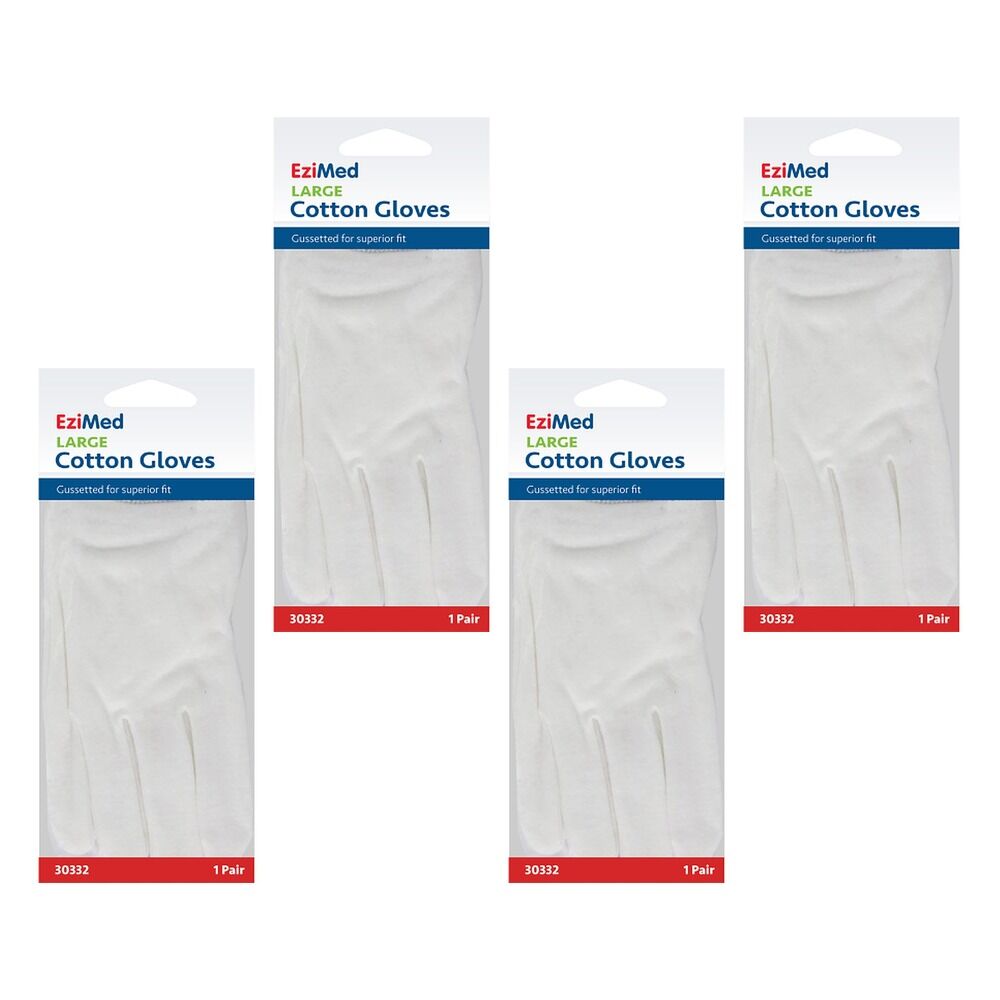 EziMed Cotton Gloves Large Pack of 4