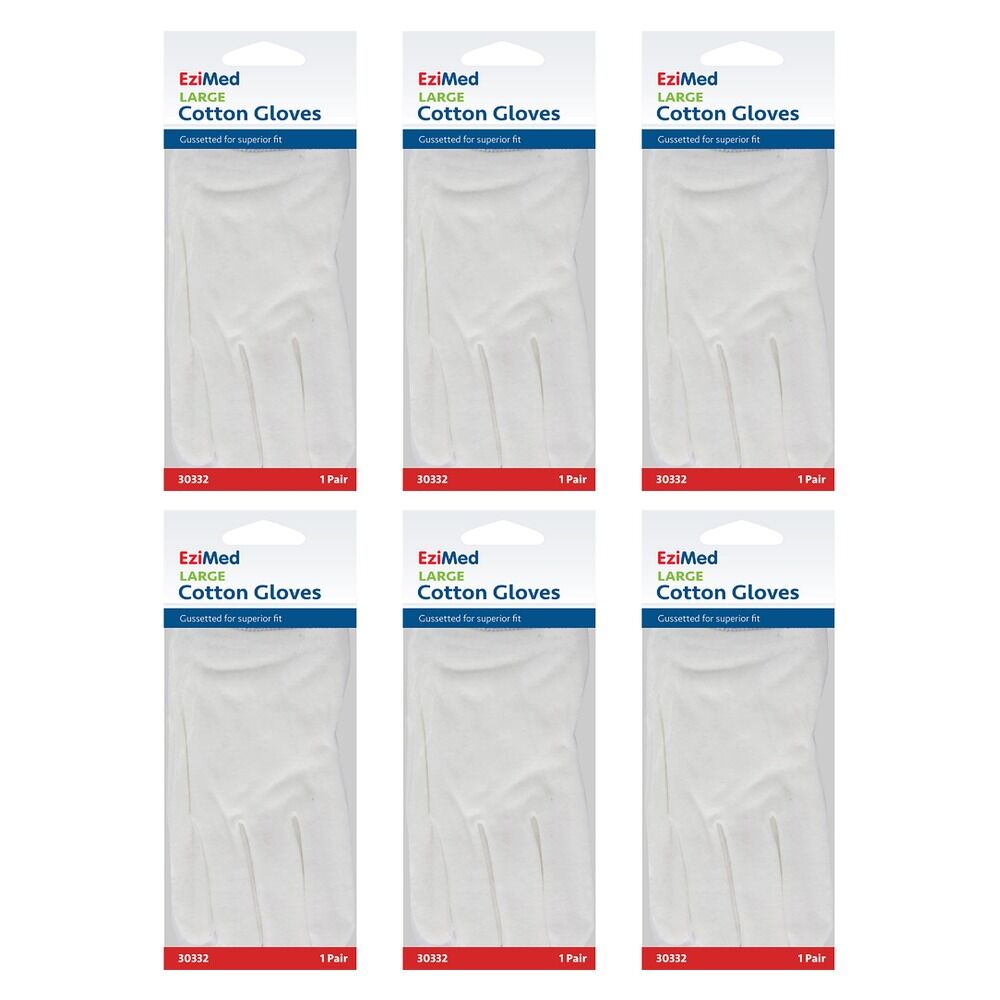 EziMed Cotton Gloves Large Pack of 6