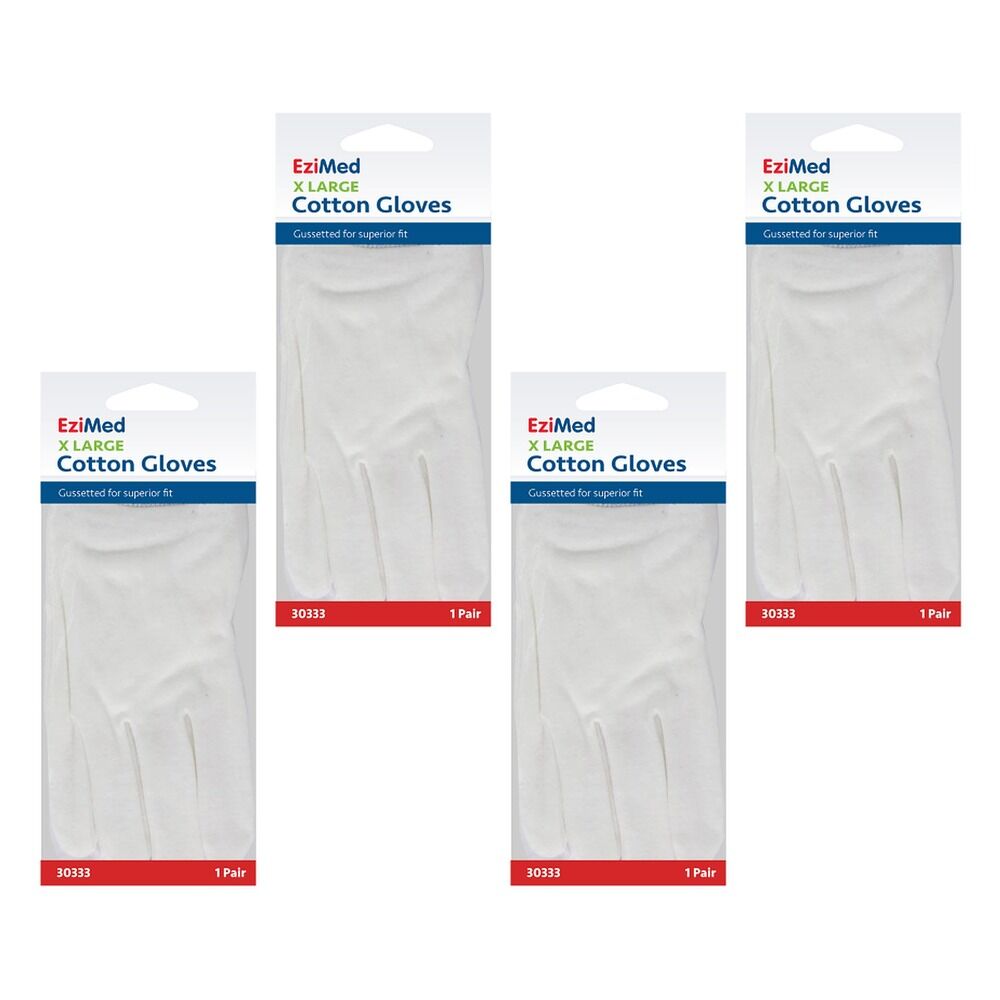 EziMed Cotton Gloves X-Large Pack of 4