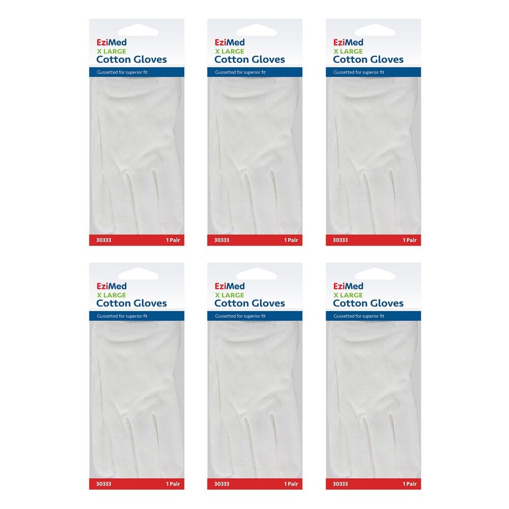EziMed Cotton Gloves X-Large Pack of 6