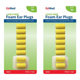 EziMed Foam Ear Plugs 4 Pairs + Case x 6 Bundle of 2