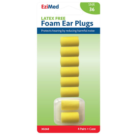 EziMed Foam Ear Plugs 4 Pairs + Case