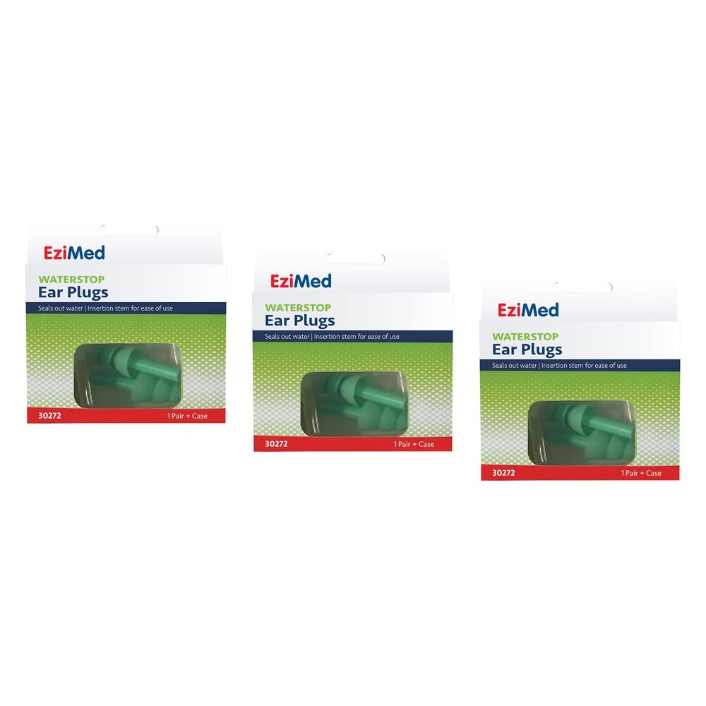 EziMed Waterstop Ear Plugs x 6 Bundle of 3