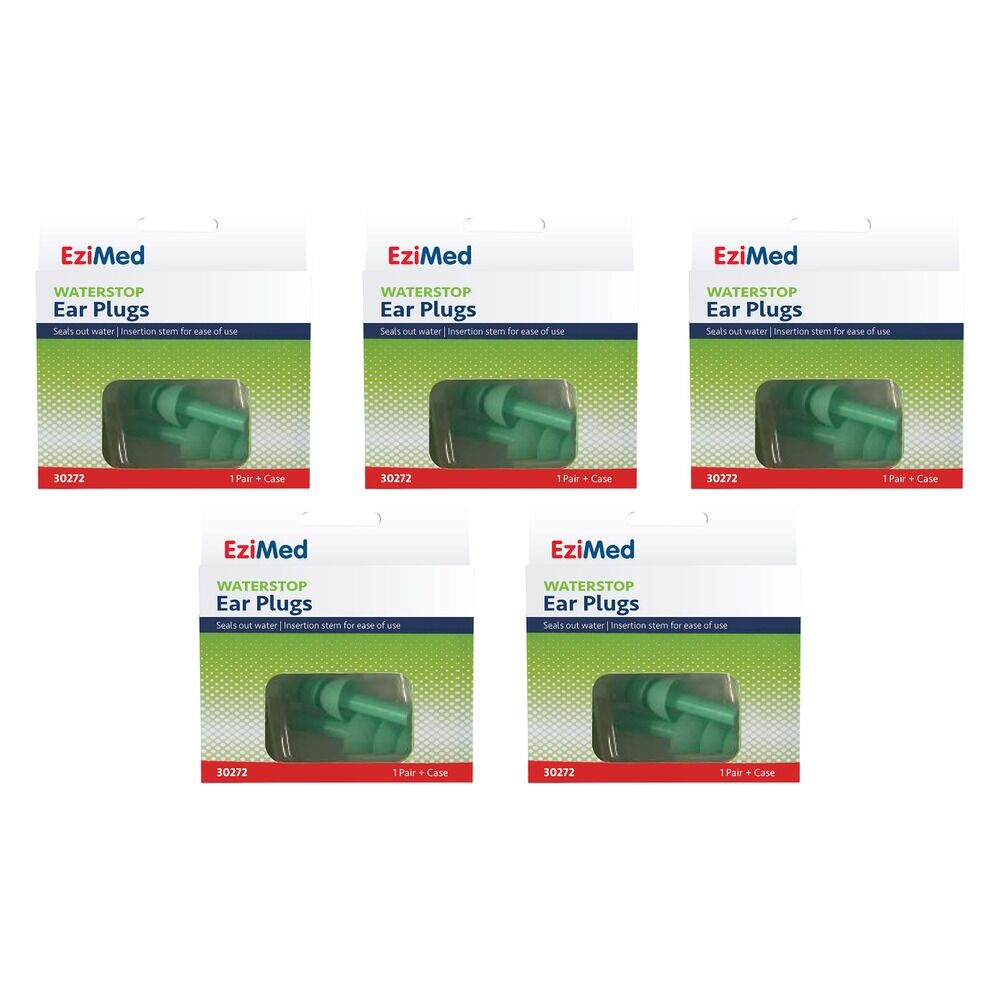 EziMed Waterstop Ear Plugs x 6 Bundle of 5