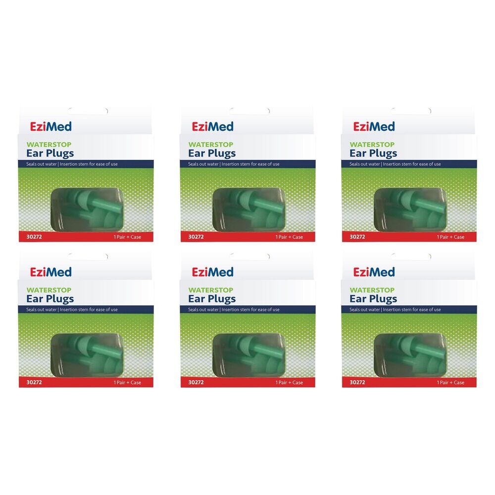 EziMed Waterstop Ear Plugs x 6 Bundle of 6