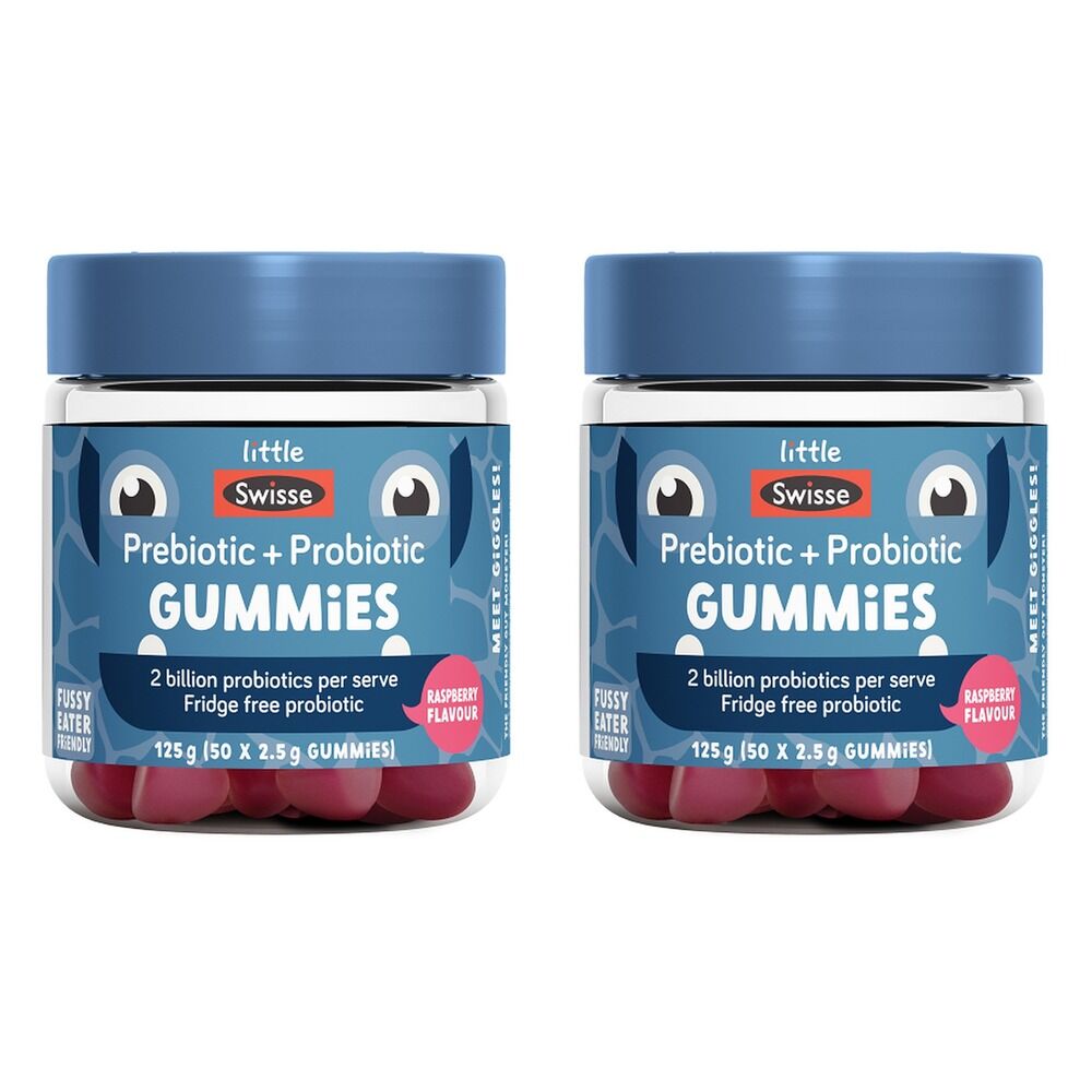 Swisse Little Swisse Prebiotic + Probiotic Raspberry 50 Gummies Pack of 2