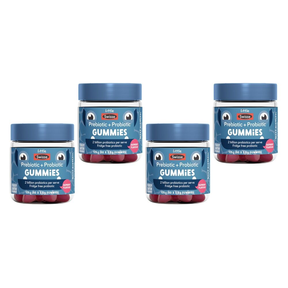 Swisse Little Swisse Prebiotic + Probiotic Raspberry 50 Gummies Pack of 4
