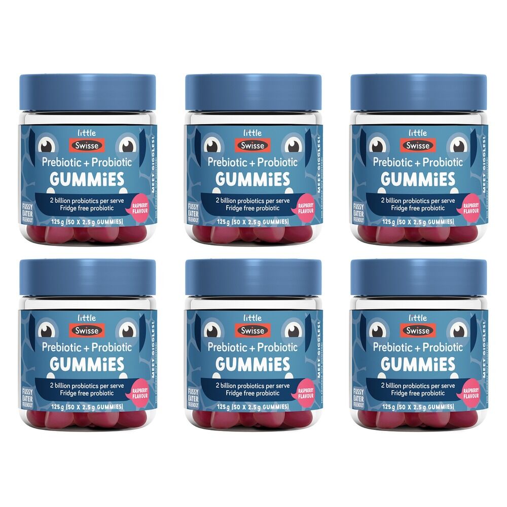 Swisse Little Swisse Prebiotic + Probiotic Raspberry 50 Gummies Pack of 6