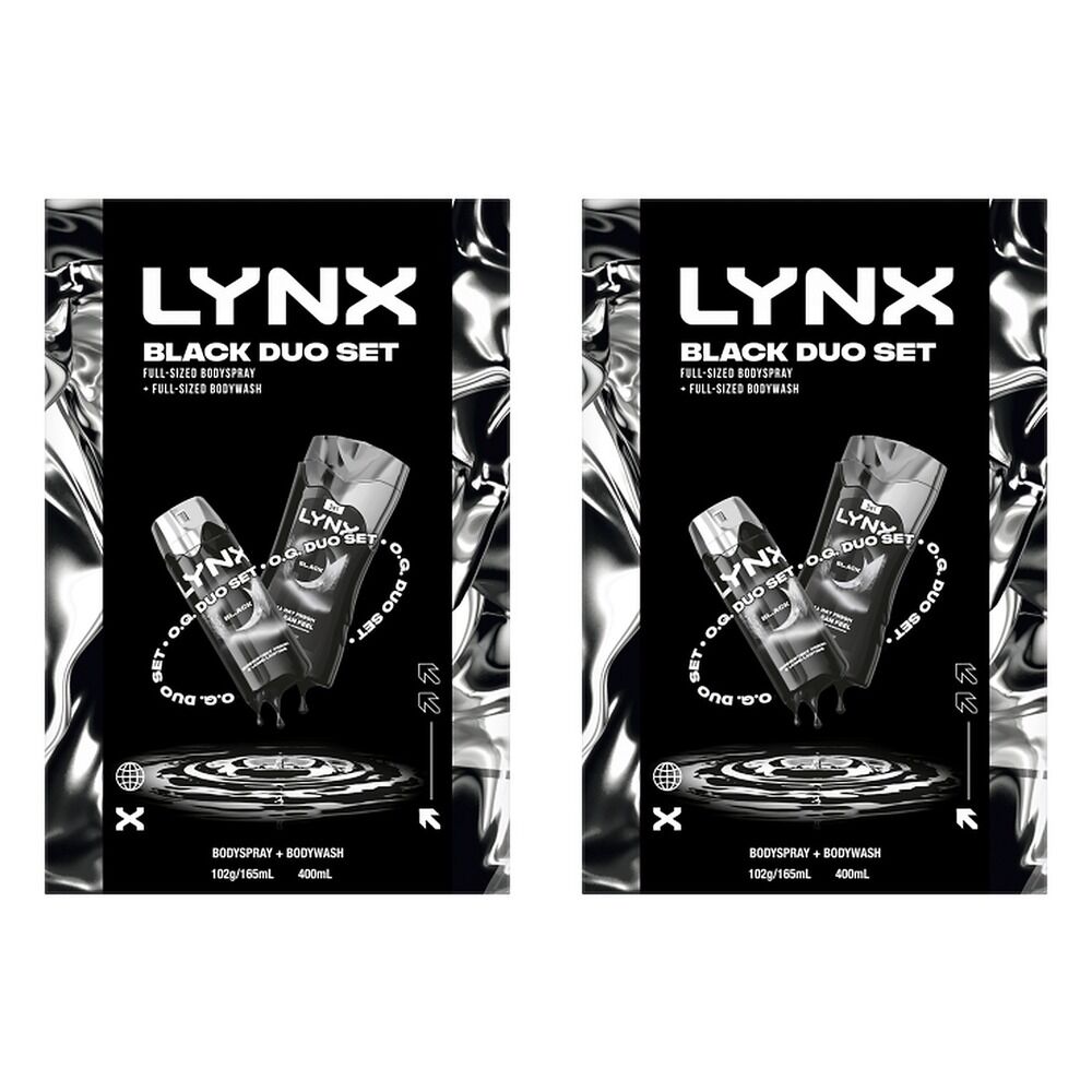Lynx Black Duo Body Spray & Body Wash Gift Set 2 Piece Pack of 2