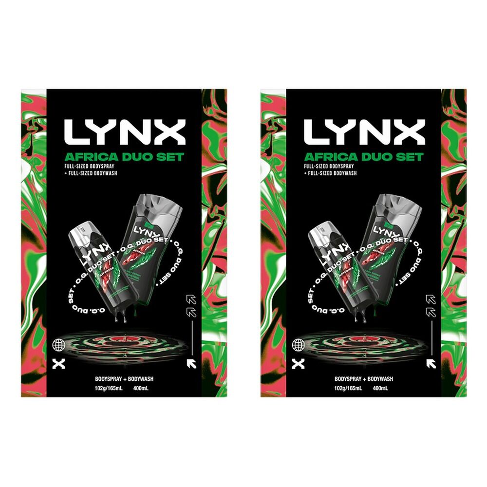 Lynx Africa Duo Body Spray & Body Wash Gift Set 2 Piece Pack of 2