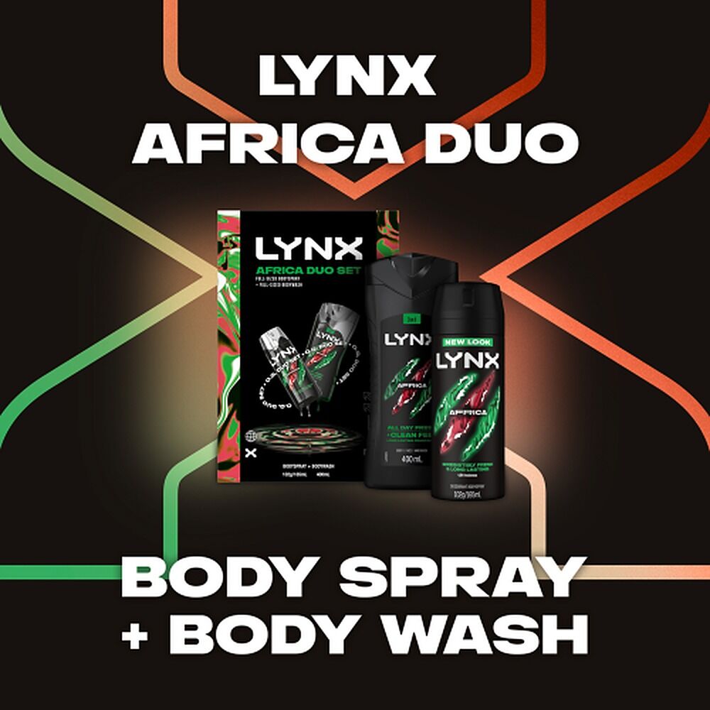 Lynx Africa Duo Body Spray & Body Wash Gift Set 2 Piece