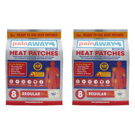 Pain Away Heat Patches Regular, 8 Pack Bundle of 2