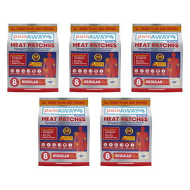 Pain Away Heat Patches Regular, 8 Pack Bundle of 5