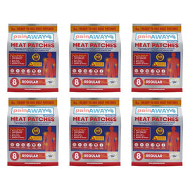 Pain Away Heat Patches Regular, 8 Pack Bundle of 6