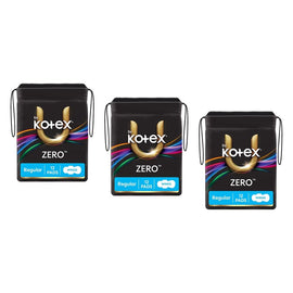 U By Kotex Zero Regular Pads with Wings 12 Pack x 6 Bundle of 3