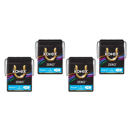 U By Kotex Zero Regular Pads with Wings 12 Pack x 6 Bundle of 4