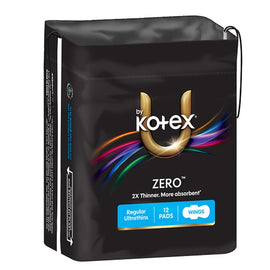 U By Kotex Zero Regular Pads with Wings 12 Pack x 6