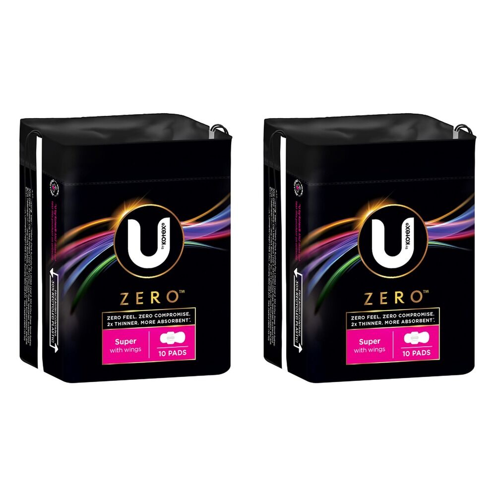 U By Kotex Super Pads with Wings 10 Pack x 6 Bundle of 2