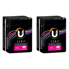 U By Kotex Super Pads with Wings 10 Pack x 6 Bundle of 2