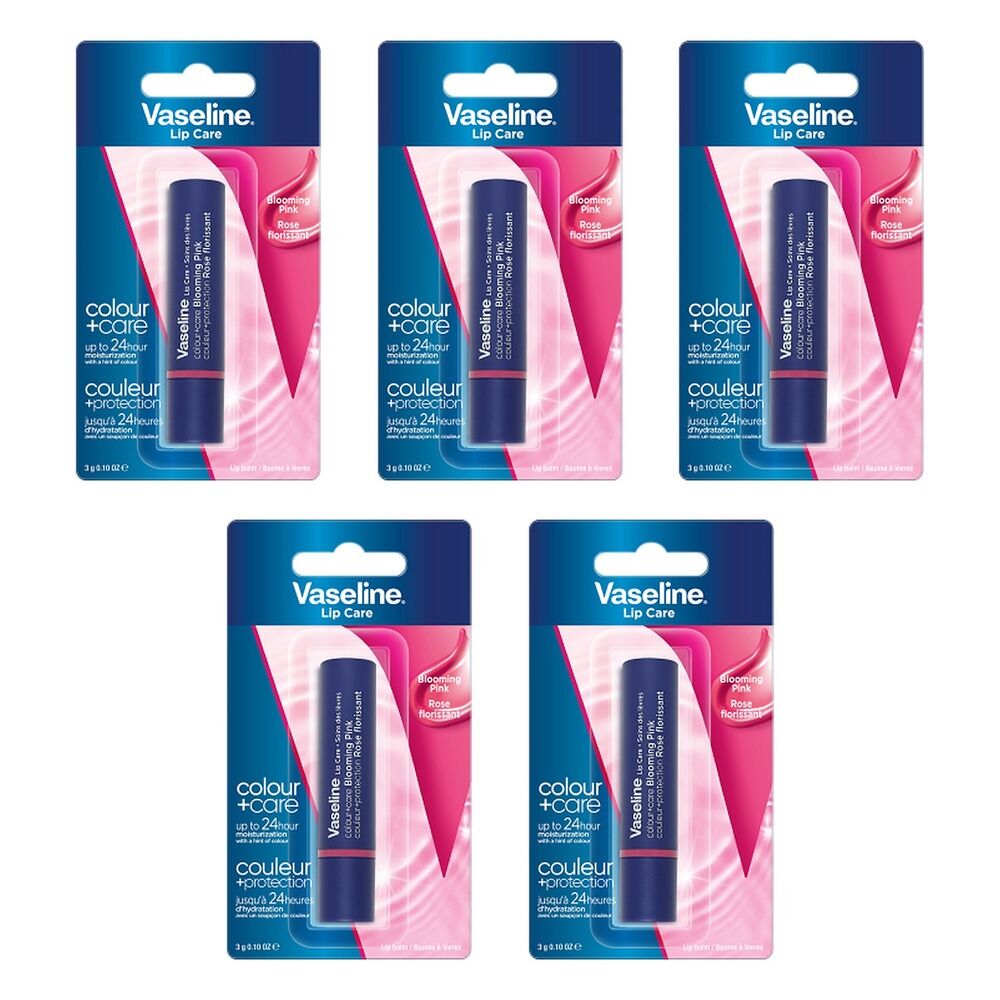Vaseline Colour & Care Lip Balm Blooming Pink 3g Pack of 5