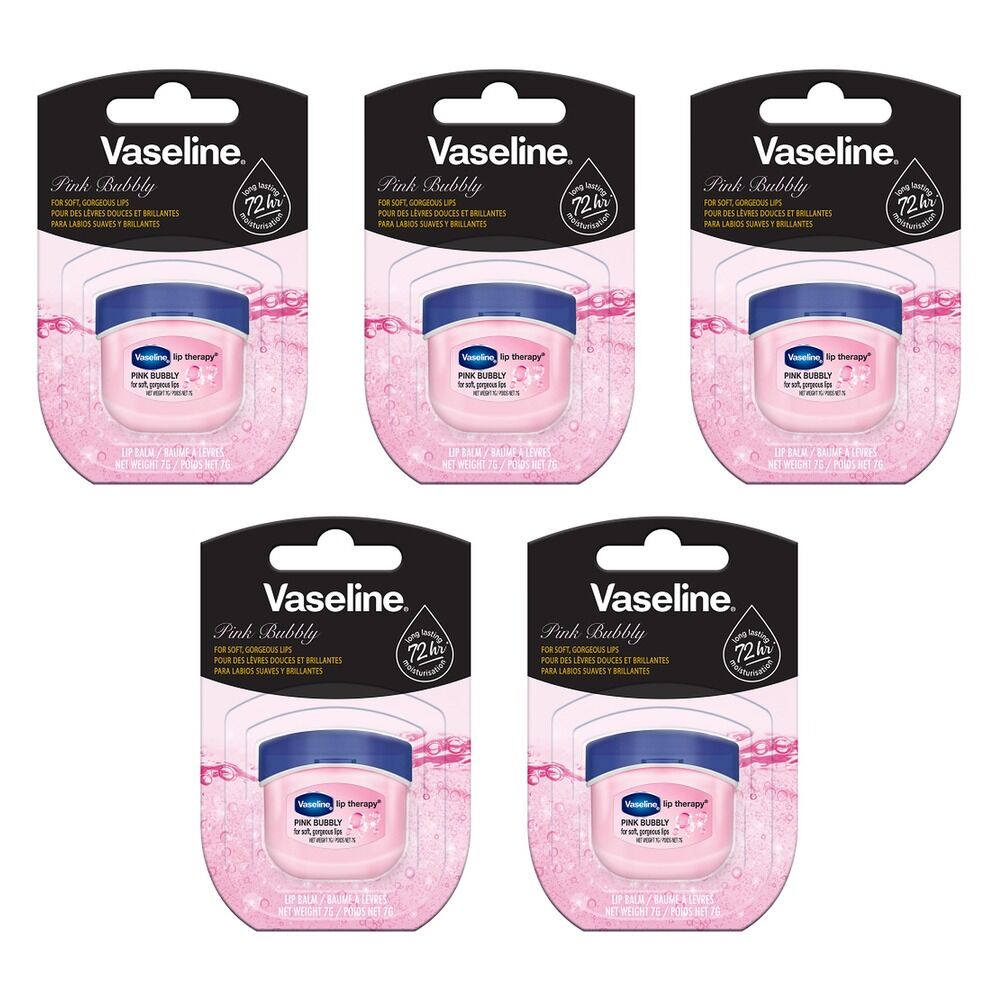 Vaseline Lip Therapy Pink Bubbly Lip Balm 7g x 8 Bundle of 5