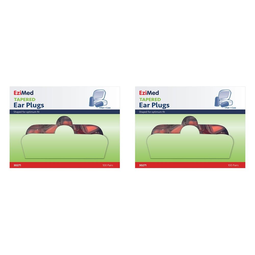 EziMed Tapered Ear Plugs Box of 100 Pairs Bundle of 2