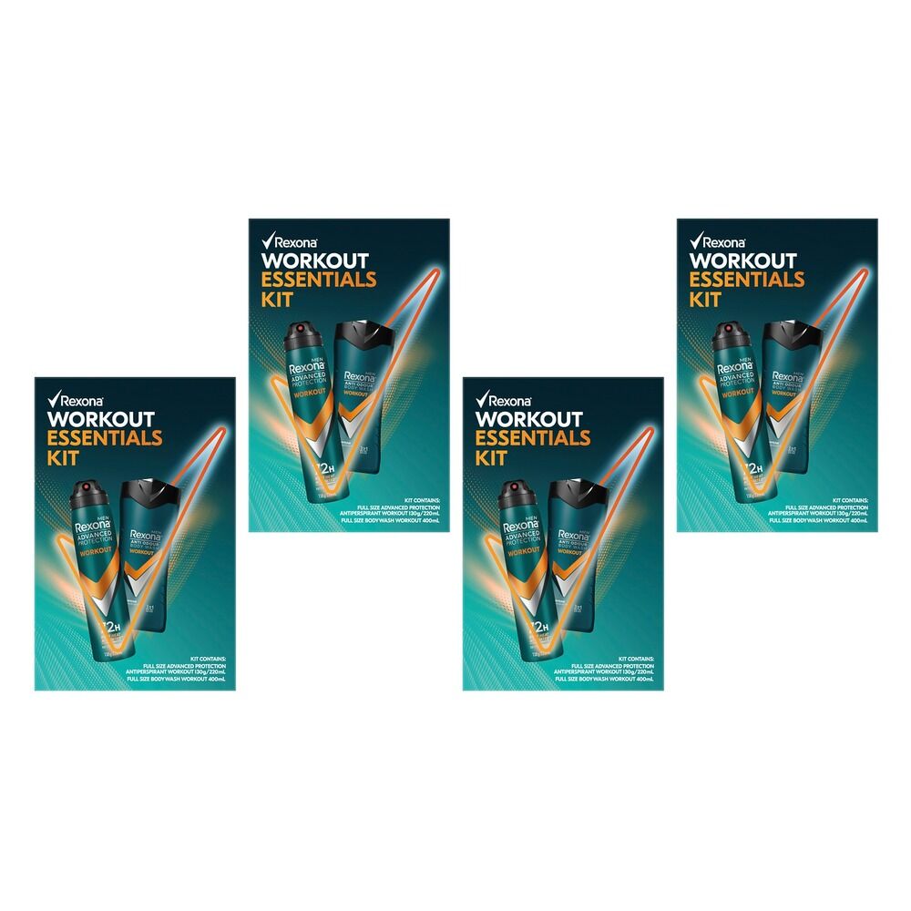 Rexona Workout Essentials Kit Antiperspirant & Body Wash 2 Piece Pack of 4