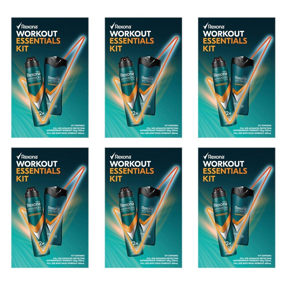 Rexona Workout Essentials Kit Antiperspirant & Body Wash 2 Piece Pack of 6
