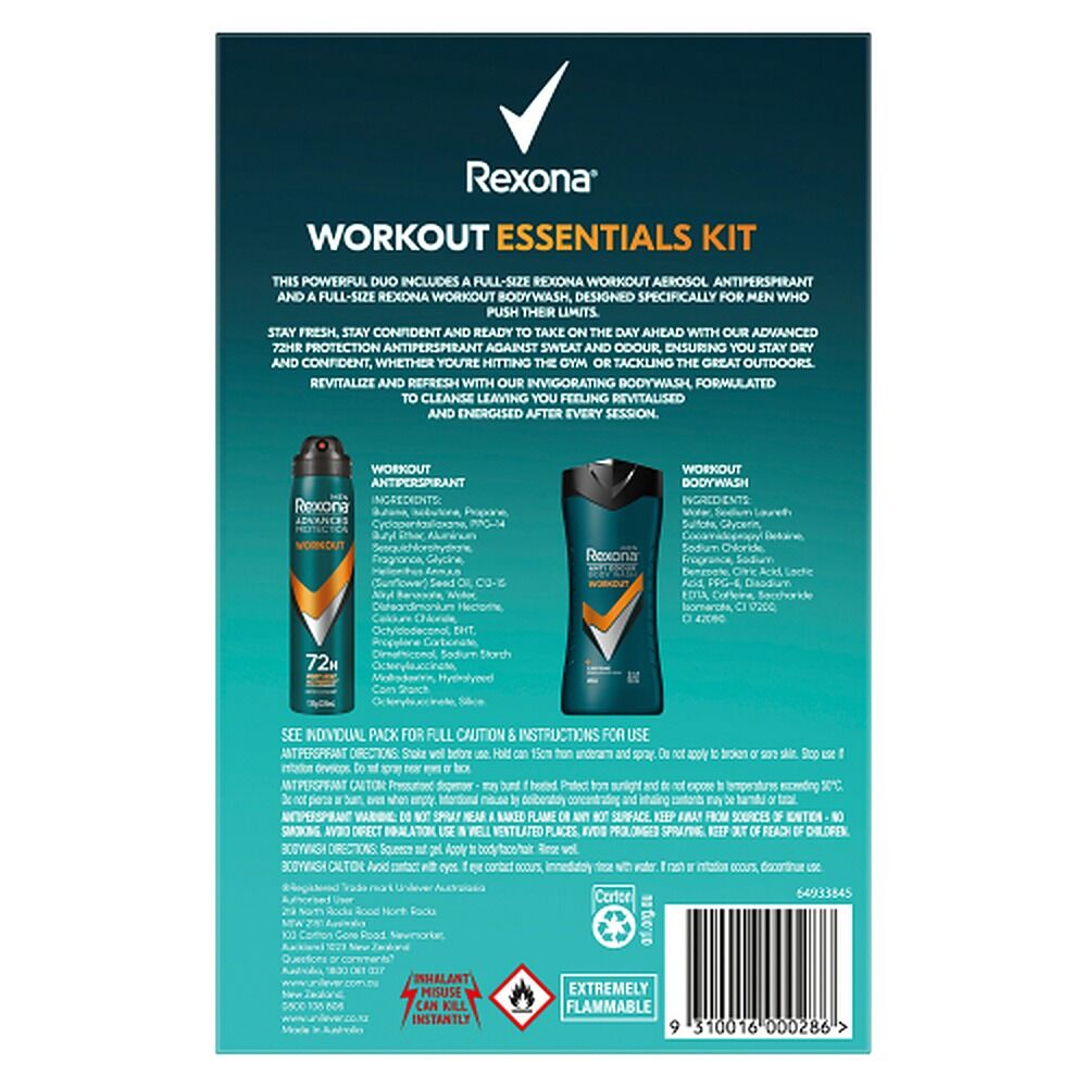 Rexona Workout Essentials Kit Antiperspirant & Body Wash 2 Piece