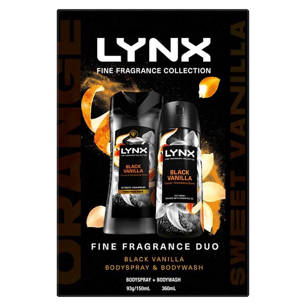 Lynx Fine Fragrance Black Vanilla Body Spray & Body Wash 3 Piece