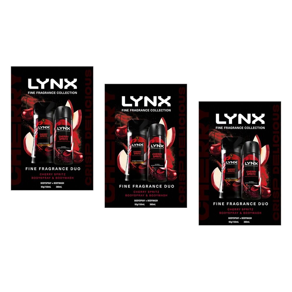Lynx Fine Fragrance Collection Cherry Spritz 3 Piece Set Pack of 3