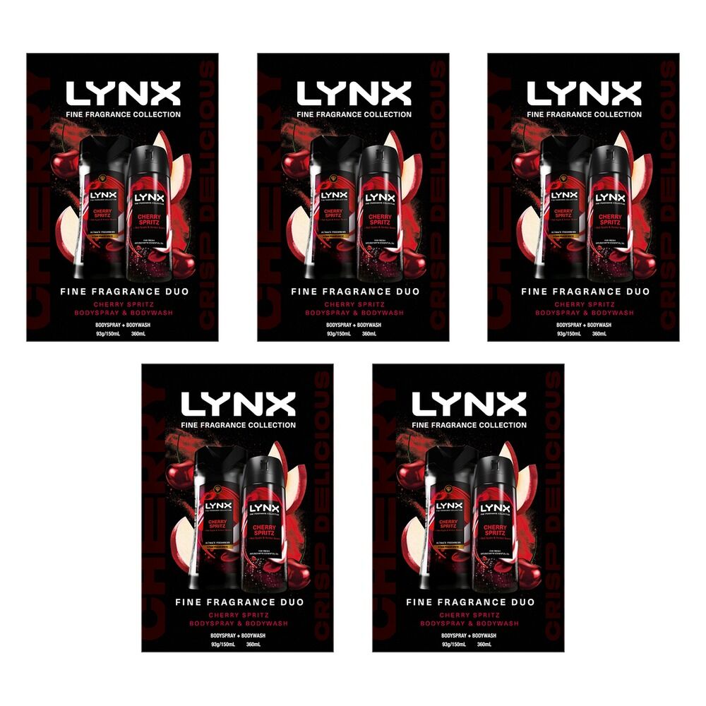 Lynx Fine Fragrance Collection Cherry Spritz 3 Piece Set Pack of 5