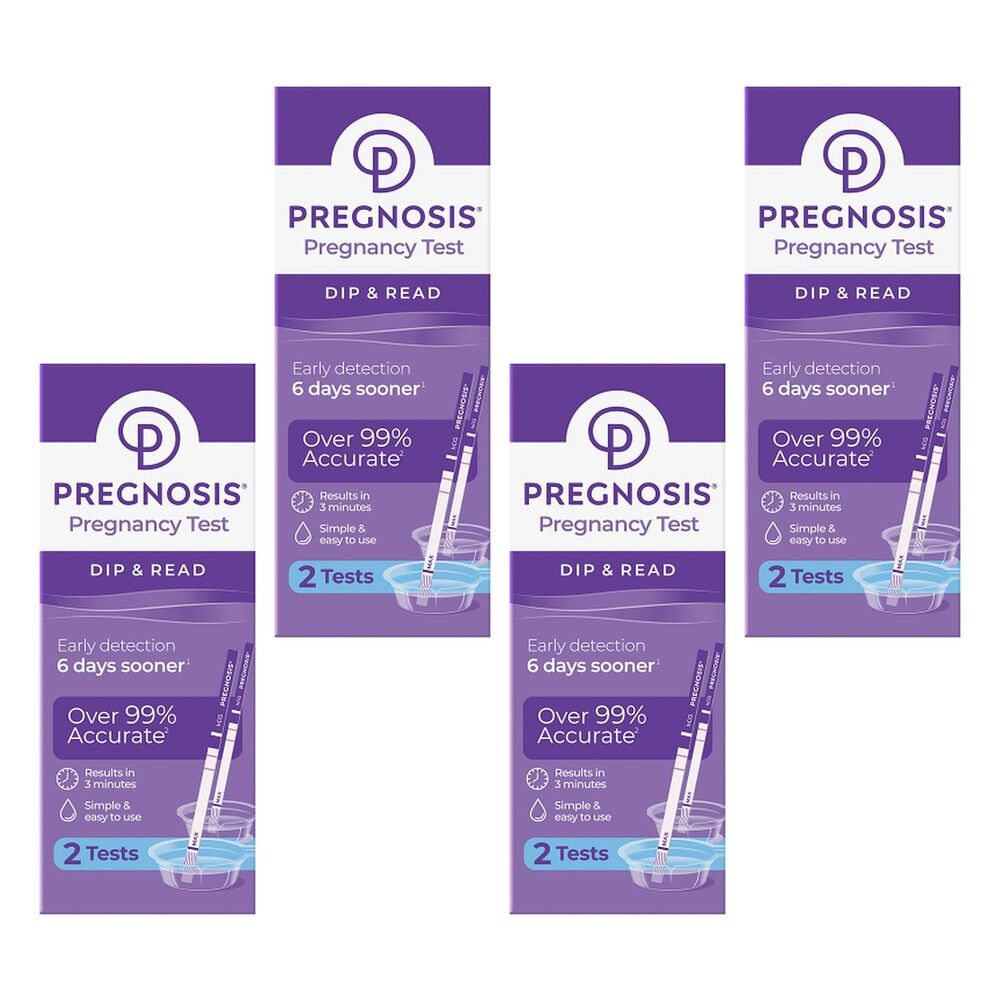 Pregnosis Dip & Read Pregnancy Test 2 Pack Bundle of 4