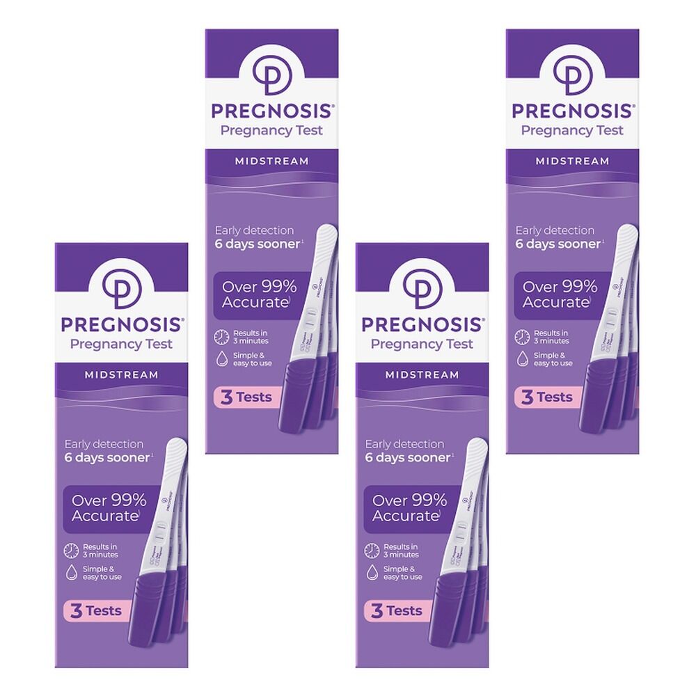 Pregnosis Midstream Pregnancy Test 3 Tests Pack of 4