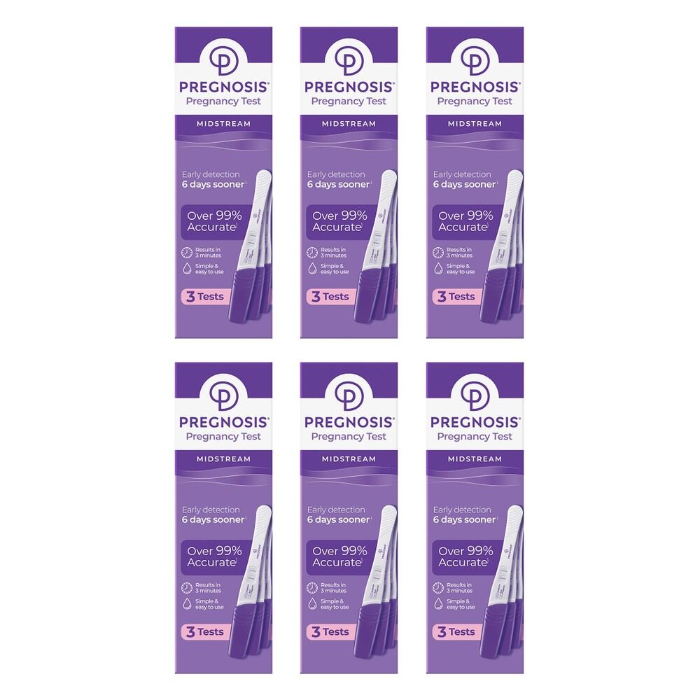 Pregnosis Midstream Pregnancy Test 3 Tests Pack of 6