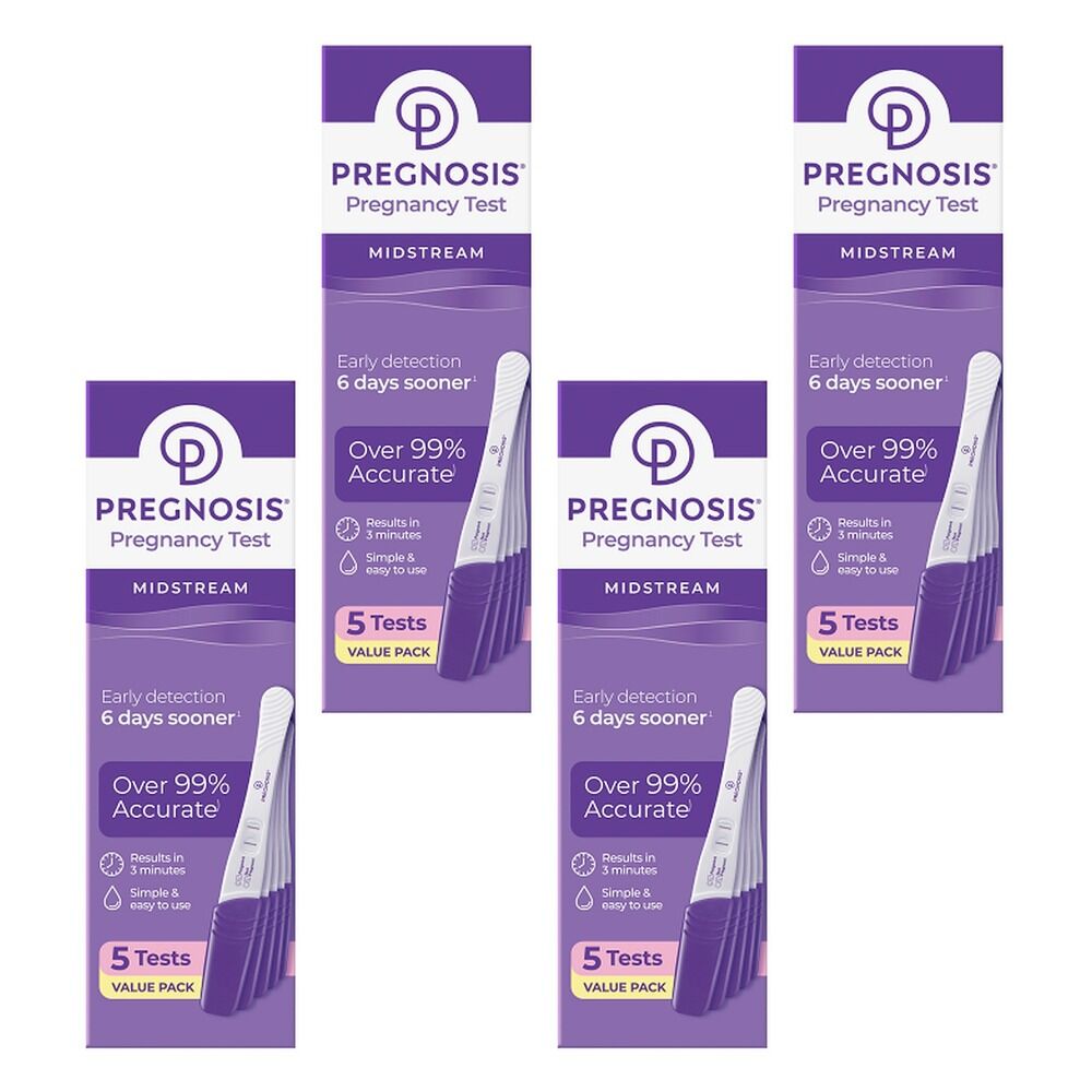Pregnosis Midstream Pregnancy Test 5 Tests Pack of 4