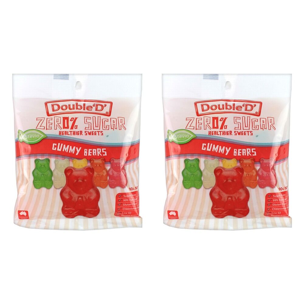 Double D Sugar Free Gummy Bears 90g x 12 Bundle of 2